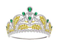 NDRFAWY Gioielli per capelli corona diadema per le donne zircone rosso cristallo sposa corona regina reale colori argento cerchio diadema di lusso diadema da sposa prom gioielli per capelli da sposa