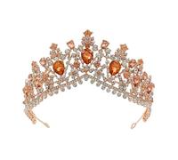 NDRFAWY Gioielli per capelli corona diademi per le donne vintage gialli diademi di cristallo diadema abito da sposa gioielli per capelli corona da sposa fasce per capelli ornamenti per la testa oro