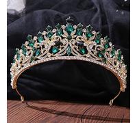 NDRFAWY Gioielli per capelli Corona Tiaras per le Donne Verde Cristallo Corona Sposa Tiara per le Donne Matrimonio Coreano di Lusso Principessa Regina Copricapo Accessori Dei Mon