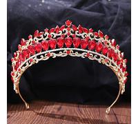 NDRFAWY Gioielli per capelli Corona Tiaras per le donne Vintage Red Crystal Crown Bride Tiara per le Donne Matrimonio Nuovo Elegante Principessa Copricapo Accessori Dei Monili Dei Capelli