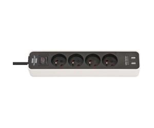 NDS 1,5 METRI Ecolor power strip with USB 4-way white/black H05VVF3G1.5 TYPE E