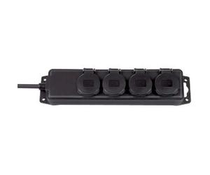 NDS 2 METRI Distributore di prese IP44 4 vie nero H07RN-F 3G1.5 TYPE E