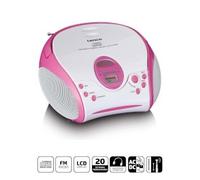 NDS Boombox con lettore CD, radio FM e adesivi Rosa