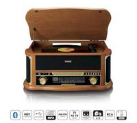 NDS Lettore di dischi retro in legno con radio AM/FM Bluetooth, codifica USB, le