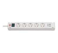NDS Presa multipla Bremounta 5 vie con 2 prese di ricarica USB bianco 3,00 m H05