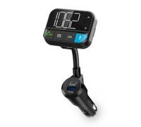 NEDIS Trasmettitore FM Audio per Auto | A Collo di Cigno | Chiamata a Mani libere | 2" | Schermo Bianco Nero | Bluetooth® | PD 20 W/QC 3.0 | Ricarica Rapida | Aumento dei Bassi | Google Assistant /