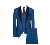 NDSJAIE Abito da testimone dello Sposo Completo da Uomo a Tre Pezzi, Giacca, Gilet e Pantaloni, Smoking Cerimonia, Slim Fit, Formale, Lavoro per Il Matrimonio(Blue,L)