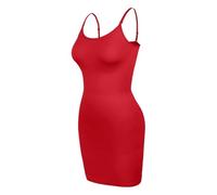 NDSJAIE Abito Modellante da Donna Shapewear Abito Sottoveste for Controllo della Pancia Regolabile Senza Cuciture Body Shaper Abiti Donna per Tutti i Giorni(Red,M)