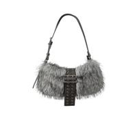 NDSJAIE Borsa a tracolla con rivetti Borsa a tracolla con rivetti in peluche soffice Borse sotto le ascelle borchie punk for donne firmate in pelliccia sintetica Chic da donna Ideale quotidiani(Grey)