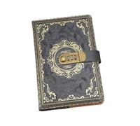 NDSJAIE Diario chiuso a chiave Squisito taccuino vintage PU A5 blocco note con password registro privacy segreto ufficio cancelleria appunti di viaggio materiale scolastico(Light Grey)