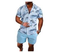 NDSJAIE Set Camicia da Spiaggia Camicia da Uomo Pantaloncini Set Stampa Manica Corta Pantaloni Spiaggia Casual Vacanza Strada in Stile Hawaiano per Le Vacanze(Color 10,3XL)