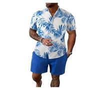 NDSJAIE Set Camicia da Spiaggia Camicia da Uomo Pantaloncini Set Stampa Manica Corta Pantaloni Spiaggia Casual Vacanza Strada in Stile Hawaiano per Le Vacanze(Color 7,3XL)