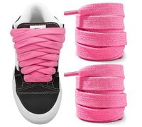 NDTEZUGT 15mm Lacci Piatti per Vans Knu Skool, Larga Lacci Scarpe Spessi di Ricambio in Cotone da Ginnastica (Rosa,45"/115cm)