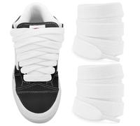 NDTEZUGT 15mm Lacci Piatti per Vans Knu Skool, Larga Lacci Scarpe Spessi di Ricambio in Cotone da Ginnastica (Bianco,63"/160cm)
