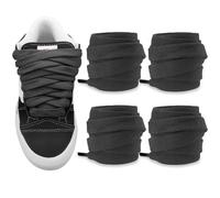 NDTEZUGT 2 Paia Lacci Piatti per Scarpe da Skate Vans Knu Skool Classic, 15mm Larga Lacci Scarpe Spessi di Ricambio in Cotone da Ginnastica (Nero, 36"/90cm)