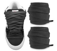 NDTEZUGT Lacci Piatti per Vans Knu Skool, 15 mm di Larghezza Stringhe Lacci Scarpe Spessi di Ricambio in Cotone (Nero,45"/115cm)