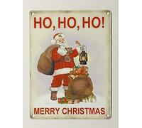 NDTS Ho Ho Ho Merry Christmas Sml - Targa da parete in metallo stagno 30,5 x 40,6 cm