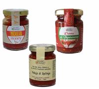 Nduja di Spilinga + Nduja Honey + Crema Peperoncino / Idea Regalo Gourmet con Sapori Raffinati - Autentica Salsa Gourmet Artigianale - Delizie Vaticane di Tropea (3x 90gr)