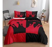 NDXRWDZR Copripiumino Matrimoniale 220x240 cm Aldulto Corona Regina Rossa Nera Set di Biancheria da Letto con Cerniera Nascosta Morbido Antiallergico Microfibra Set Copripiumini e 2 Federe 50x80 cm