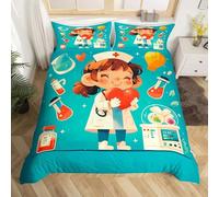 NDXRWDZR Copripiumino Matrimoniale 220x240 cm Aldulto Dottore Set di Biancheria da Letto con Cerniera Nascosta Morbido Antiallergico Microfibra Set Copripiumini e 2 Federe 50x80 cm