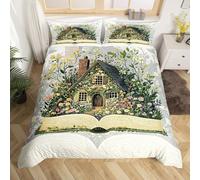 NDXRWDZR Copripiumino Matrimoniale 220x240 cm Aldulto Libro Magico Delle Fiabe Set di Biancheria da Letto con Cerniera Nascosta Morbido Antiallergico Microfibra Set Copripiumini e 2 Federe 50x80 cm