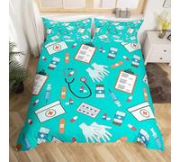 NDXRWDZR Copripiumino Matrimoniale 260x220 cm Aldulto Dottore Set di Biancheria da Letto Cerniera Nascosta Morbido Traspirante Microfibra Set Copripiumini e 2 Federe 50x80 cm