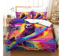 NDXRWDZR Copripiumino Singolo Bambino 135x200 cm Bradipo Carino Set di Biancheria da Letto con Cerniera Nascosta Microfibra de Morbido Traspirante Set Copripiumini e 2 Federe 50x80 cm