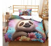 NDXRWDZR Copripiumino Singolo Bambino 135x200 cm Bradipo Carino Set di Biancheria da Letto con Cerniera Nascosta Microfibra de Morbido Traspirante Set Copripiumini e 2 Federe 50x80 cm