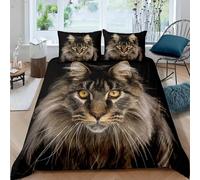 NDXRWDZR Copripiumino Singolo Bambino 135x200 cm Gatto Marrone Set di Biancheria da Letto con Cerniera Nascosta Microfibra de Morbido Traspirante Set Copripiumini e 2 Federe 50x80 cm