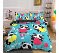 NDXRWDZR Copripiumino Singolo Bambino 135x200 cm Panda Verde Set di Biancheria da Letto con Cerniera Nascosta Microfibra de Morbido Traspirante Set Copripiumini e 2 Federe 50x80 cm
