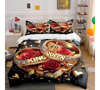 NDXRWDZR Copripiumino una Piazza e Mezza 200x200 cm Adolescente Amore Romantico Set Biancheria da Letto con Cerniera Nascosta Morbido Traspirante Microfibra Set Copripiumini e 2 Federe 50x80 cm