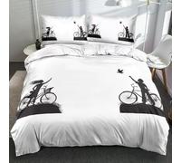 NDXRWDZR Copripiumino una Piazza e Mezza 200x200 cm Adolescente Amore Romantico Set di Biancheria da Letto con Cerniera Nascosta Morbido Traspirante Microfibra Set Copripiumini e 2 Federe 50x80 cm