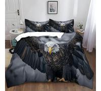 NDXRWDZR Copripiumino una Piazza e Mezza 200x200 cm Adolescente Aquila Nera Set di Biancheria da Letto Cerniera Nascosta Morbido Traspirante Microfibra Set Copripiumini e 2 Federe 50x80 cm