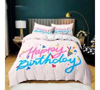 NDXRWDZR Copripiumino una Piazza e Mezza 200x200 cm Adolescente Buon Compleanno Set Biancheria da Letto con Cerniera Nascosta Morbido Traspirante Microfibra Set Copripiumini e 2 Federe 50x80 cm
