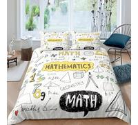 NDXRWDZR Copripiumino una Piazza e Mezza 200x200 cm Adolescente Formula Matematica Set di Biancheria da Letto con Cerniera Nascosta Morbido Traspirante Microfibra Set Copripiumini e 2 Federe 50x80 cm
