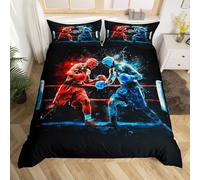 NDXRWDZR Copripiumino una Piazza e Mezza 200x200 cm Adolescente Incontro Di Boxe Set di Biancheria da Letto Cerniera Nascosta Morbido Traspirante Microfibra Set Copripiumini e 2 Federe 50x80 cm