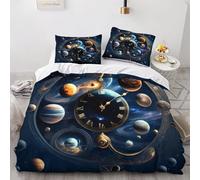 NDXRWDZR Copripiumino una Piazza e Mezza 200x200 cm Adolescente Pianeta Blu Set di Biancheria da Letto con Cerniera Nascosta Morbido Traspirante Microfibra Set Copripiumini e 2 Federe 50x80 cm