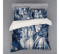 NDXRWDZR Copripiumino una Piazza e Mezza 200x200 cm Adolescente Statua Libertà Set di Biancheria da Letto con Cerniera Nascosta Morbido Traspirante Microfibra Set Copripiumini e 2 Federe 50x80 cm