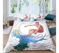 NDXRWDZR Copripiumino una Piazza e Mezza 200x200 cm Adolescente Surf Sulla Spiaggia Set Biancheria da Letto con Cerniera Nascosta Morbido Traspirante Microfibra Set Copripiumini e 2 Federe 50x80 cm