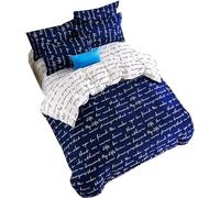 NDXRWDZR Copripiumino una Piazza e Mezza 200x200 cm Lettera D'Amore Blu Set di Biancheria da Letto con Cerniera Nascosta Morbido Traspirante Microfibra Set Copripiumini e 2 Federe 50x80cm