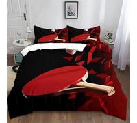 NDXRWDZR Copripiumino una Piazza e Mezza 200x200 cm Pallina Ping Pong Rossa Set di Biancheria da Letto con Cerniera Nascosta Morbido Traspirante Microfibra Set Copripiumini e 2 Federe 50x80 cm
