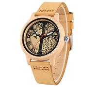 NDYD Orologio Da Donna in Legno Di Acero Con Design Albero Della Vita Naturale Orologio Da Donna in Morbida Pelle Con Cinturino Al Quarzo Orologio Da Regalo Da Donna