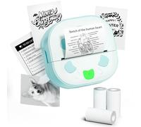 NDYIN Stampante per adesivi, PrintPods Mini Stampante, Bluetooth Portatile Sticker Maker con 3 Rotoli di Carta, Stampanti Termiche Senza Inchiostro per iPhone, Impresora Portátil per Note, Diario, Fai