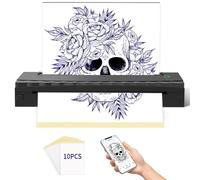 NDYIN Stampante per stencil per tatuaggi, stampante termica Bluetooth per tatuaggi, D80, portatile, con 10 fogli di carta di trasferimento, compatibile con iOS, Android e PC (nero)