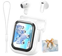 NE20 - Auricolari Bluetooth V6.0, traduttore AI in tempo reale con 140 lingue, touch LCD, cancellazione del rumore, batteria 48H IPX6 impermeabile, per viaggi e lavoro (bianco)