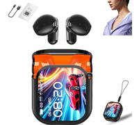 NE20 earbuds, 2025 new NE20 translation earbuds, equipped with 140 languages AI real-time translation and noise reduction, LCD touch, HD stereo sound, suitable for travel, business, study (Black)
