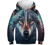 NEAFP Felpa per Bambini alla Moda con Stampa 3D Lupo - Hoodie per Bambini per Un Look Unico, Sweatshirt per La Massima comodità