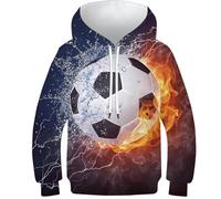 NEAFP Hoodie per Bambini Calcio in 3D per Piccoli Esploratori - Felpa per Bambini Resistente, Sweatshirt per Bambini per Gioco E Studio.