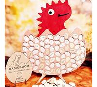 Neamon Decorazione di compleanno per bambini, 74 pezzi, uova di dinosauro, baby shower, libro degli ospiti, alternativa per battesimo (Red Dinosaur)