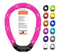 nean lucchetto per biciclette con numeri e rivestimento in tessuto estremamente robusto, serratura a catena per bici a combinazione di codici numerici, 6 x 6 x 6 x 900 mm (pink)